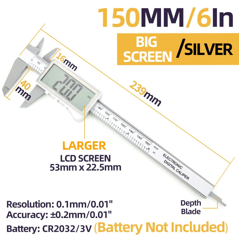 Plastic Caliper Pachometer Digital Caliper Electronic Ruler Vernier Digital Caliber Measuring Tool Digital Calibrator Micrometer