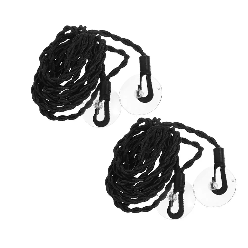 2Pcs Travel Clothesline Elastic Braided Cord Windproof Hanging Drying Rope Portable Suction Cups Camping Outdoor Home Use