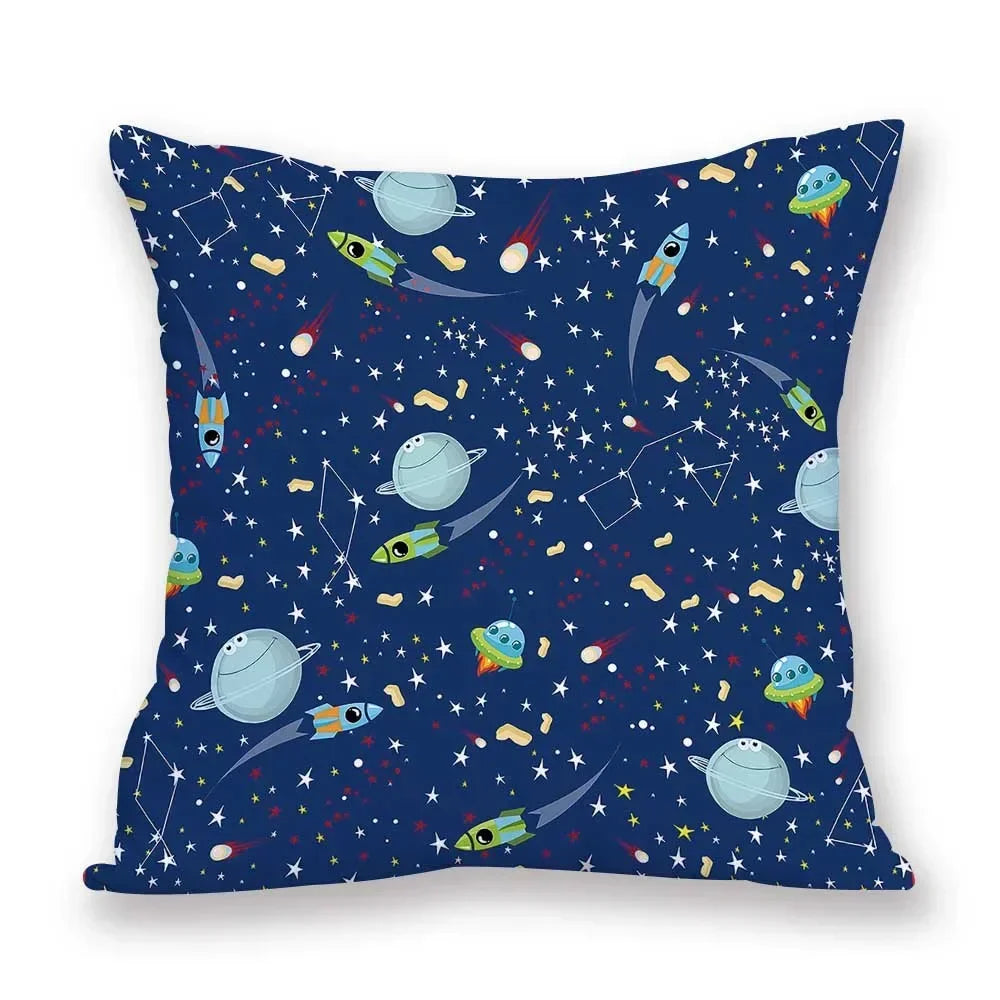 Cosmic pattern of the Sun, planets Double-sided Printed pillow cover Short plush Suitable living rooms sofas throw cushion cover