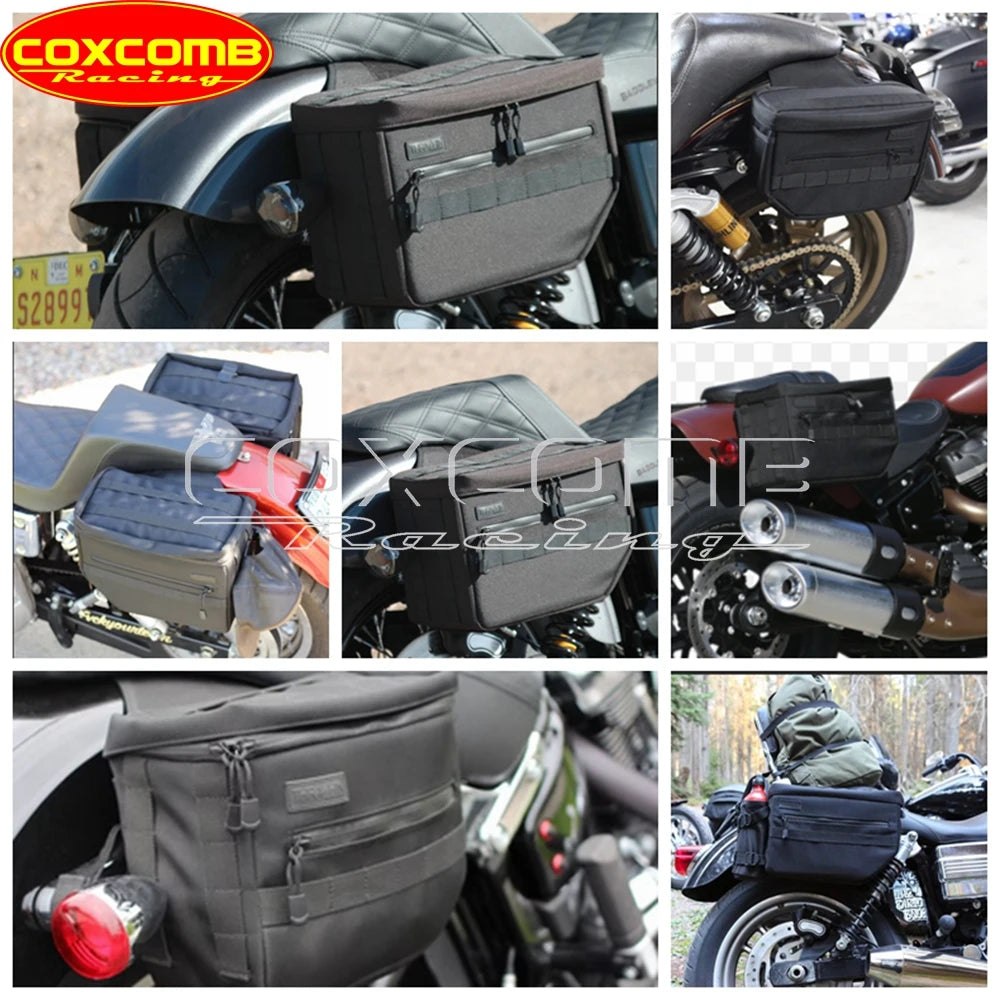 Motorcycle Saddlebag Luggage Tail Side Black Luggage Saddle Bags For Harley Softail Sportster Dyna FXR Custom Touring Club Style