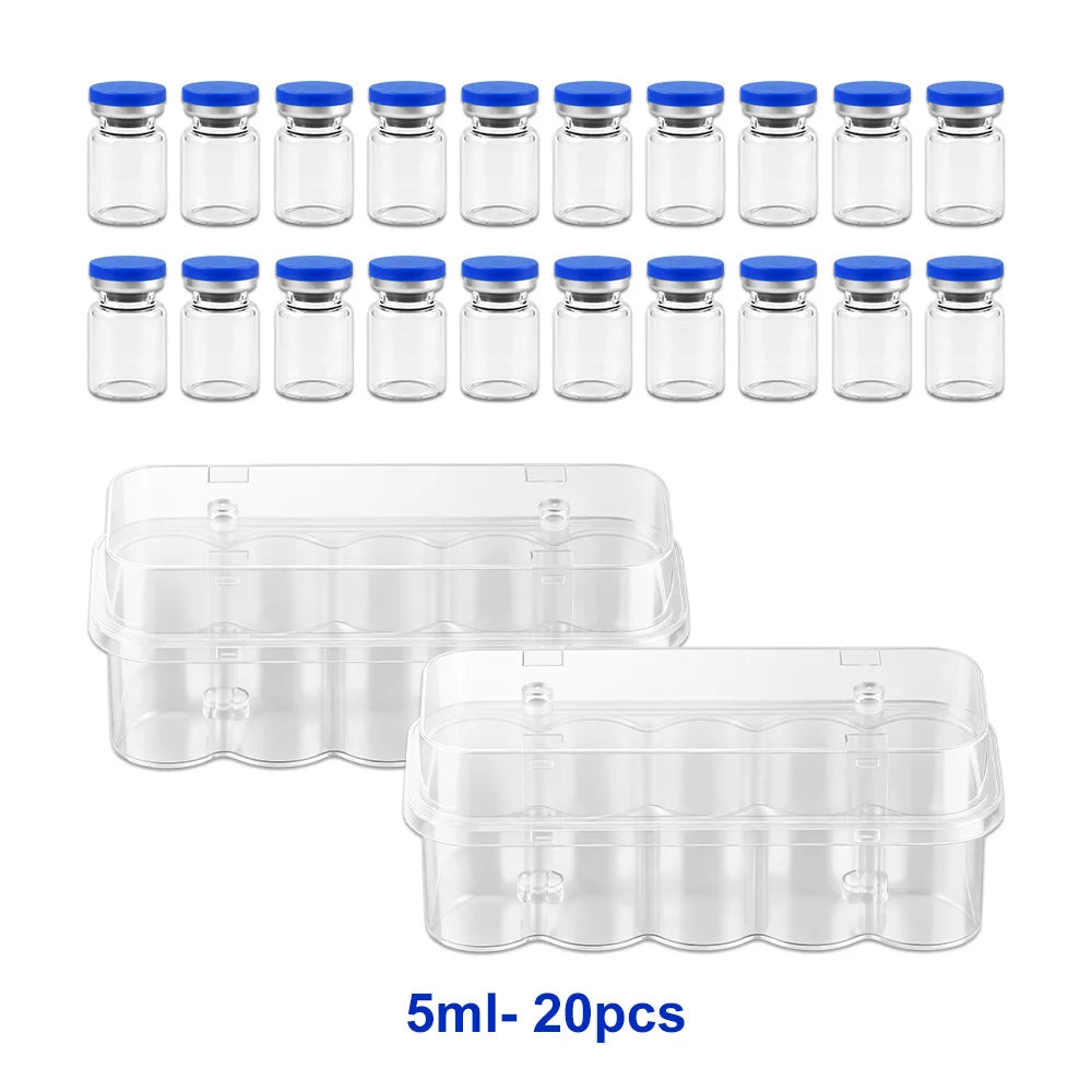 3/5/7/10ml Glass Vials for Injections,Thickened Sterile Empty Vials Sealed with Rubber Stopper for Injections with Sealed Cap