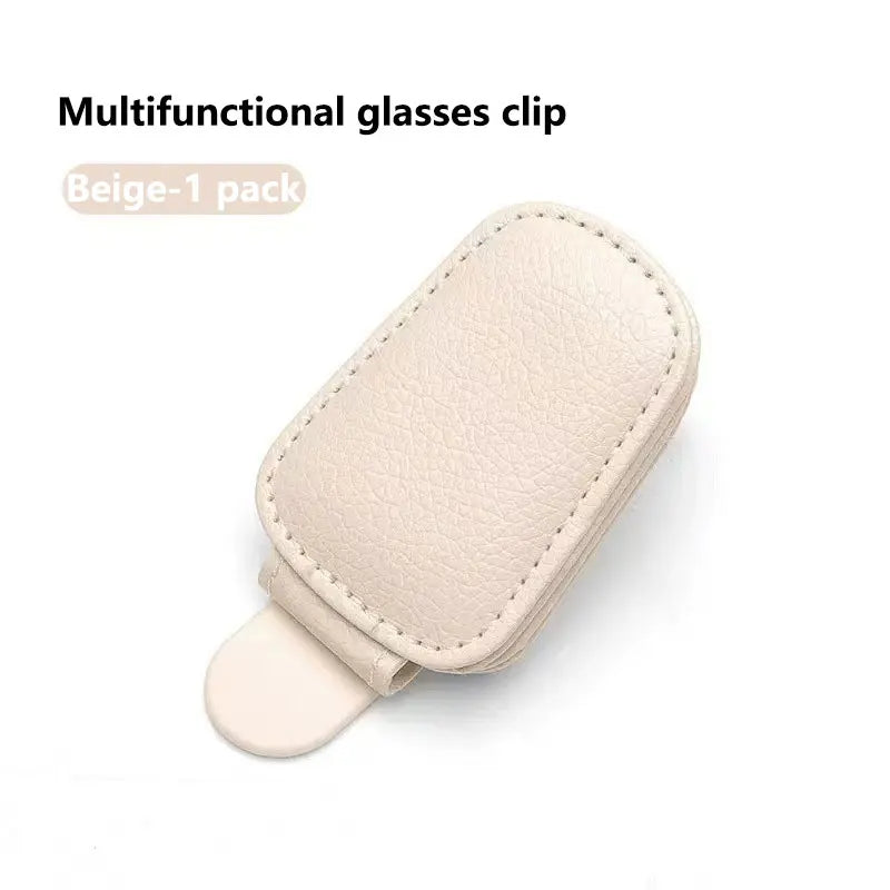 Universal Car Sunglasses Clip Suitable for Car Sunshades Magnetic Leather Sunglasses Clip Ticket Clip Sun Visor Car Accessories
