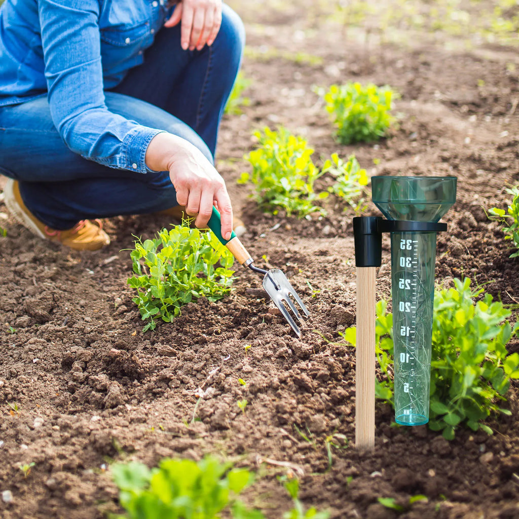 Plastic Rain Measuring Cup with Holder Rain Meter Gauge with 35mm Capacity Easy To Install for Garden Farm Lawn Outdoor Use