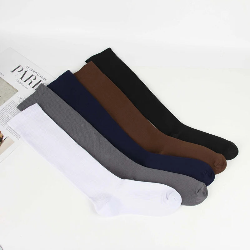 Unisex Anti-Fatigue Varicose Veins Compression Socks for Golf Rugby Running Hiking Travel & Driving - Medical Grade Support for