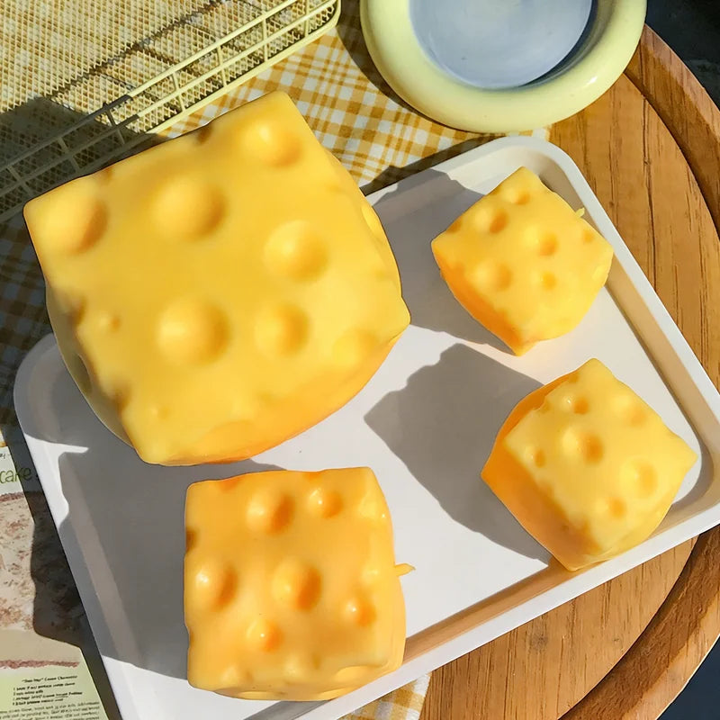 Squishy Square Cheese Squeeze Toys Slow Rebound Push Stress Relief Sensory Toy Soft Butter Cheese Fidget Toy Christmas Present