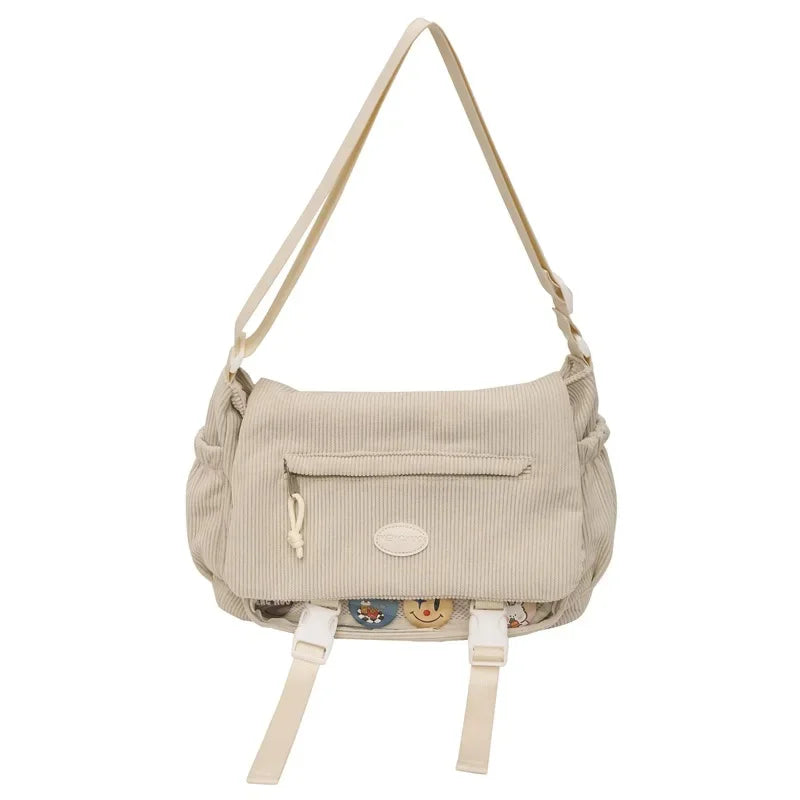 New Kawaii Itabag Winter Soft Corduroy Crossbody Bags Transparent Clear Bag Collage Student Shoulder Bag Messeger Book Bag Bolso