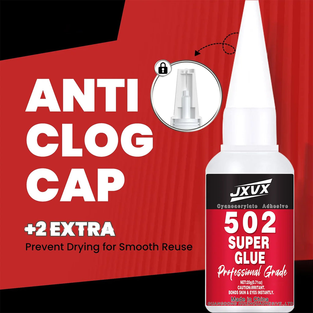502 Super Glue Instant Quick-drying Cyanoacrylate Clean Super Glue All-Purpose Liquid 20g Fast Drying Clear CA for Metal, Plastic, Wood, Ceramic, Glass & DIY Repairs.