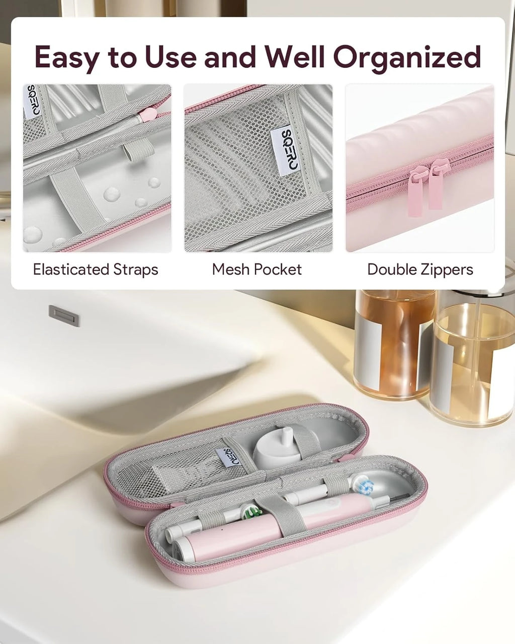 Electric Toothbrush Case for Oral-B Pro/iO/Philips Sonicare, Waterproof Traveling Storage Bag with Mesh Pocket Covers Protection