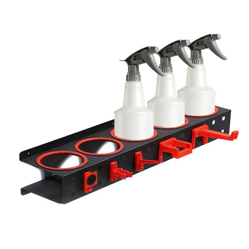 Professional Car Detailing Wall Mount Organizers Bottle Holder with 5 Hook Efficient Car Detailing Station Simple to Use H9EE