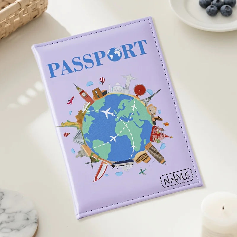 Custom Passport Holder, Premium Synthetic Passport Wallet - Compact And Foldable, Travel Wallet Featuring a World Map Design