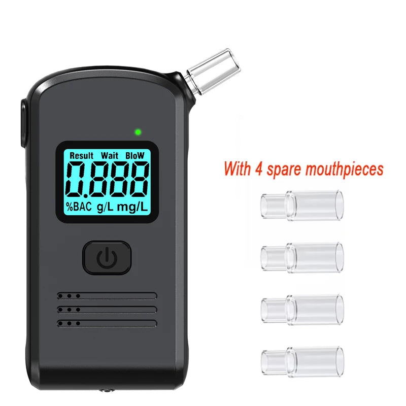 Breathalyzer, Upgraded Portable Professional High-Accuracy Breathalyzers for Alcohol with LCD Digital Display with 5 Mouthpieces