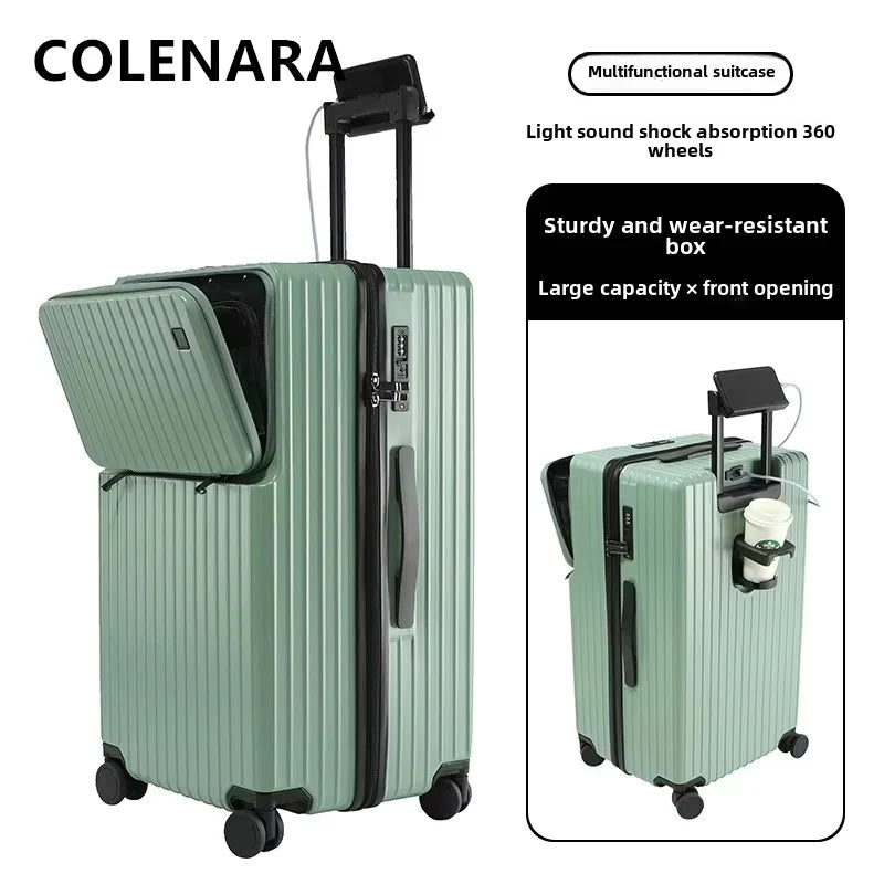 COLENARA High Quality Suitcase ABS+PC Boarding Box Large Capacity Trolley Case 20"24"26"28"30 Inch Front Opening Laptop Luggage