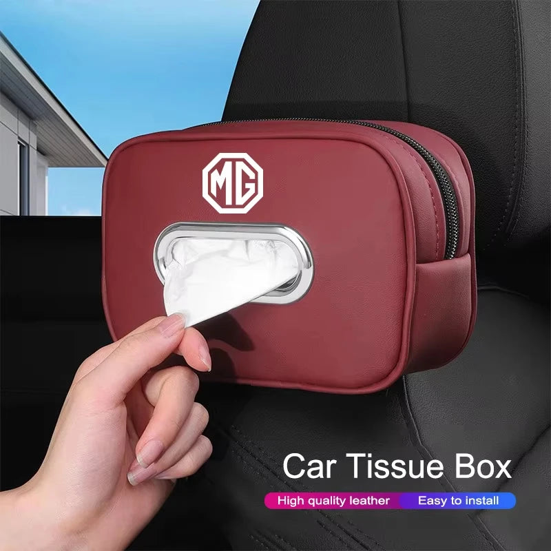 High Capacity Leather Car Tissue Storage Bag Armrest Sun Visor Tissue Box Fit For MG ZS GS MG3 MG5 MG6 MG7 GT Cyberster