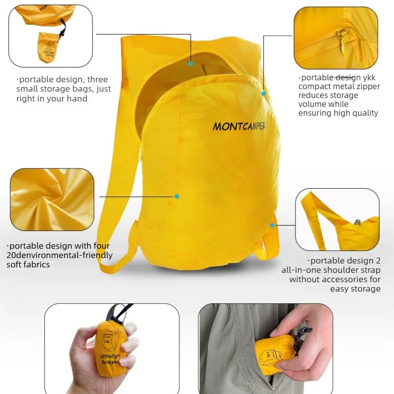 16L Ultralight Foldable Backpack 20D Nylon Water‑Repellent Packable Daypack,Portable Outdoor Backpack for Hiking Travel Camping