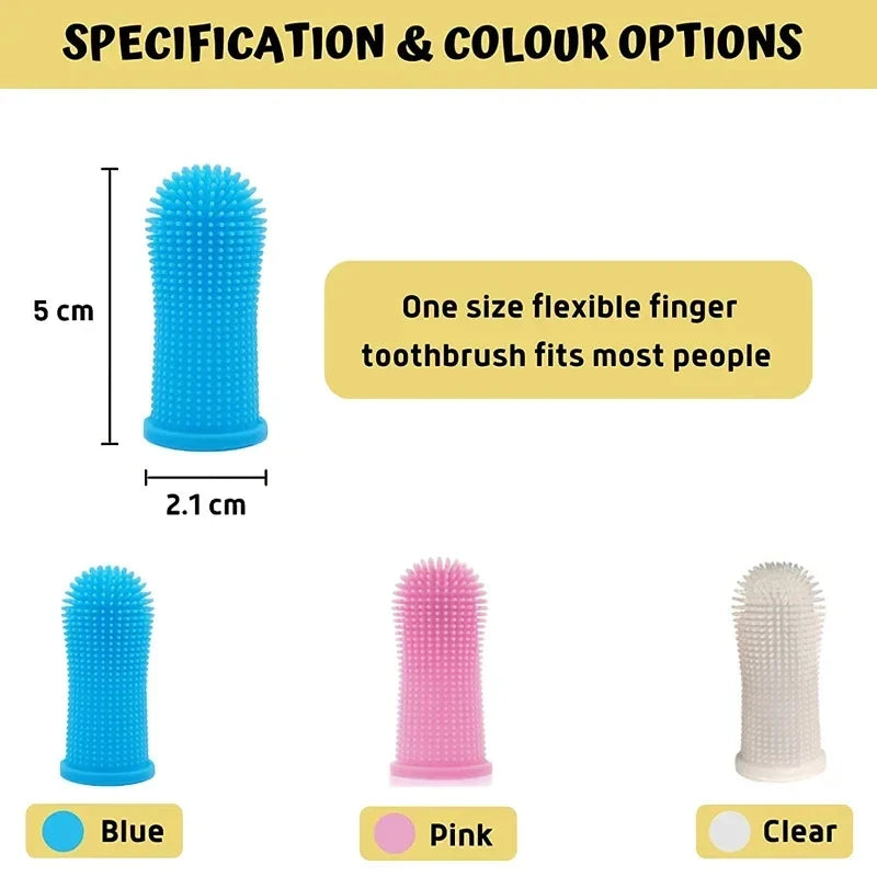 Pet Finger Toothbrush Kit Non-Toxic Silicone Dental Cleaning Tool for Dogs Cats Puppies Tartar Removal Bad Breath Care Cleaning
