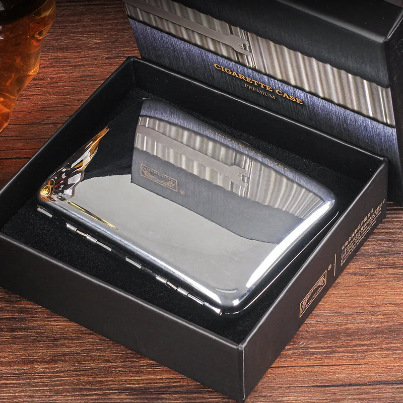 Stainless Steel Mirror Cigarette Case Gold Retro Portable Pocket Cigaret Pack 18 Cigarette Boxes Man Smoker Gift
