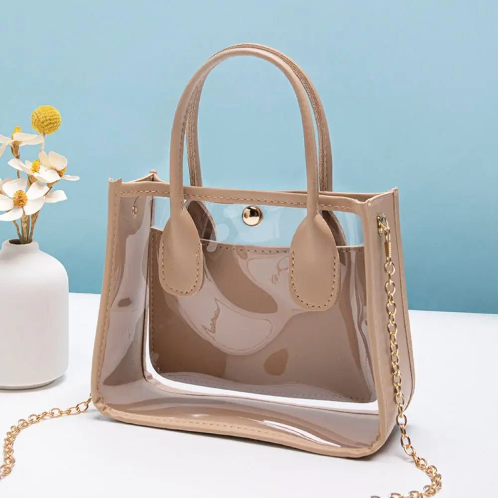 Internet Celebrity Popular Transparent Jelly Handbag Trendy Small Fresh and Fashionable Versatile Chain Crossbody Bag