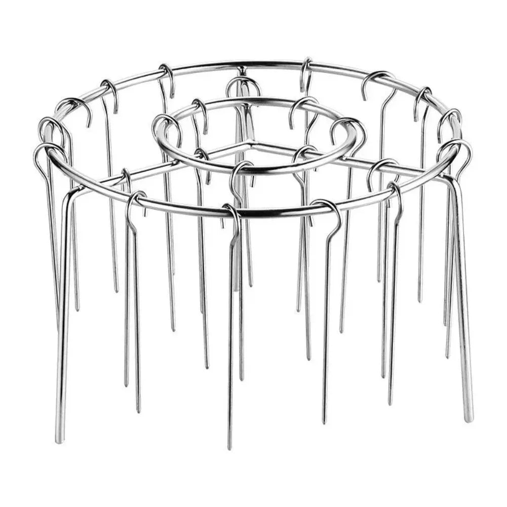 Round Stainless Steel Barbecue Skewer Rack Vertical Grill Holder with Hanging Skewers for Air Fryer BBQ Kitchen Cooking Tool