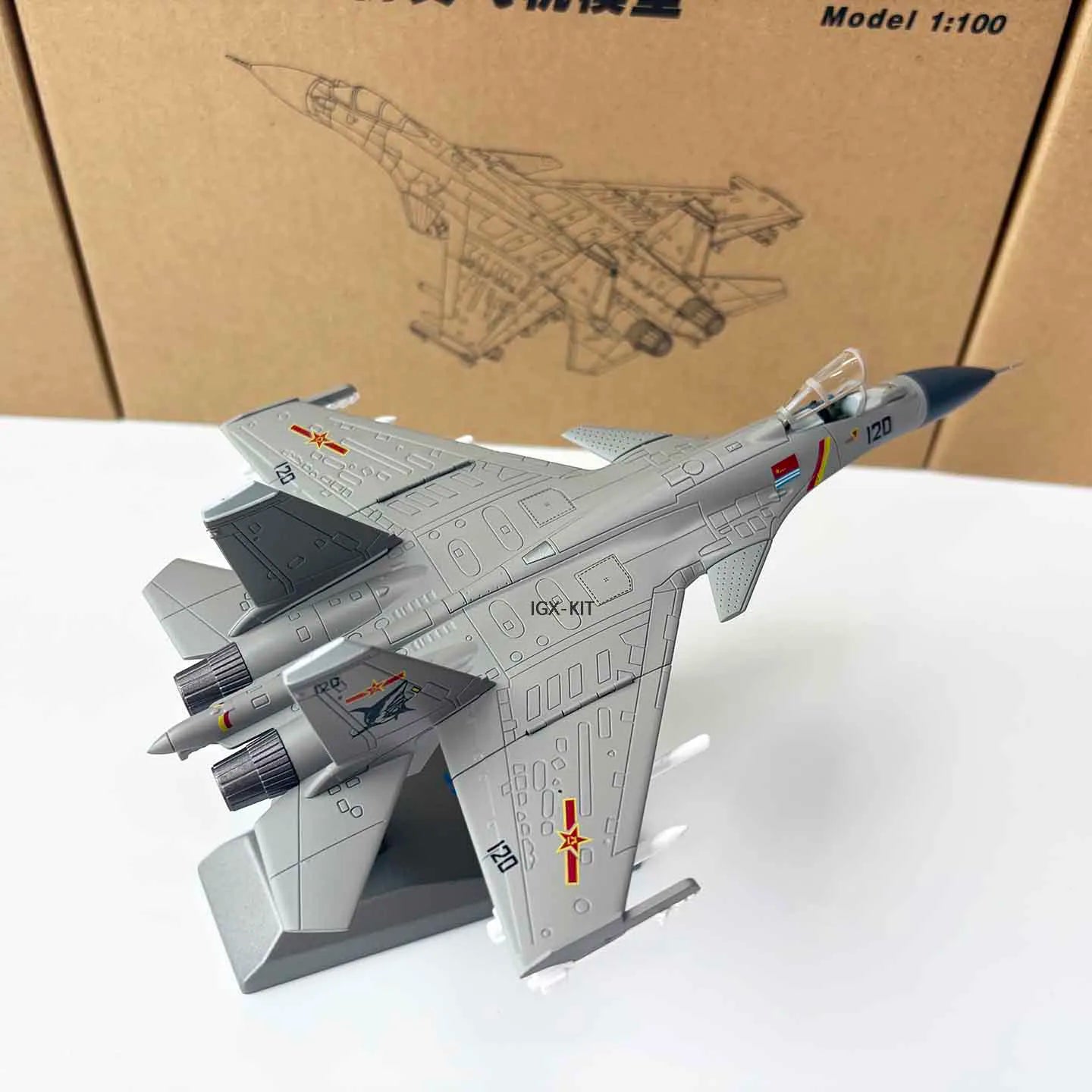 1: 100 Scale J-15 Shipborne Fighter J15 Alloy Finished Aircraft Simulation Diecast Model Static Decoration Collection Gift