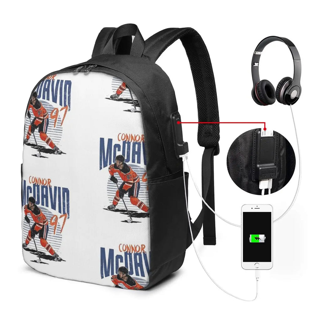 Connor McDavid  For Edmonton Oilers Fans Backpack Travel Notebook Bag Computer College Student School Bag Laptop Shoulder Bags