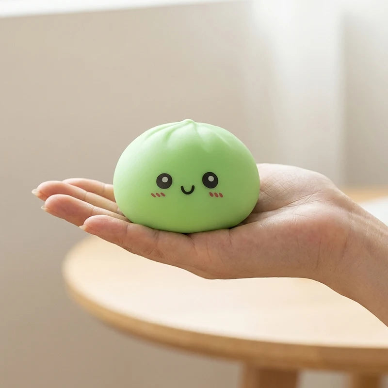 Colorful Dumpling Squishy Stress Relief Balls with Steamer Reusable Rebound Squeeze Reliever Dough Ball Home Office Gifts