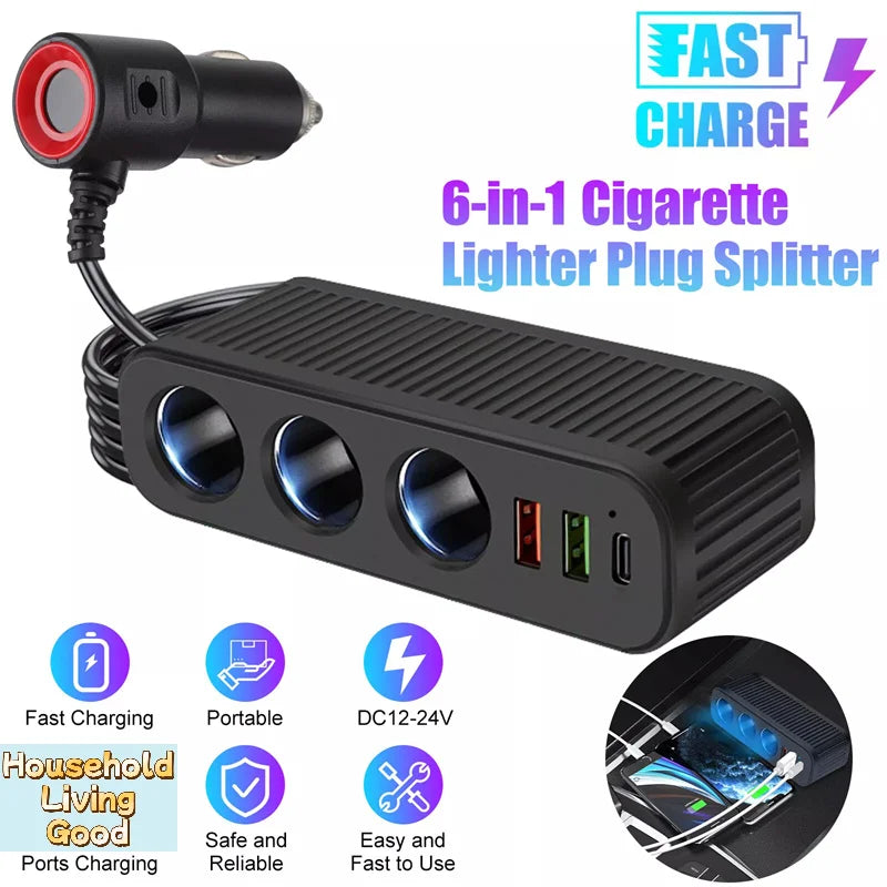 【Car Charger For Phones 120W Plug And Play Charger Splitter Overcharge Protection Charger Adapter PD QC3.0 Car Charger】