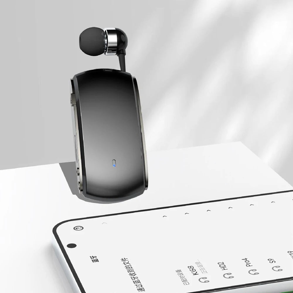K68 Multi-functional Retractable Cable Bluetooth Headset Sports Headset with Card Recording MP3 Lavalier Headset