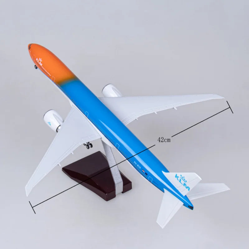 47CM 1/157 Scale 777 B777 Aircraft KLM Air Airlines Model W Light and Wheel Landing Gear Diecast Plastic Resin Plane Toys Decor