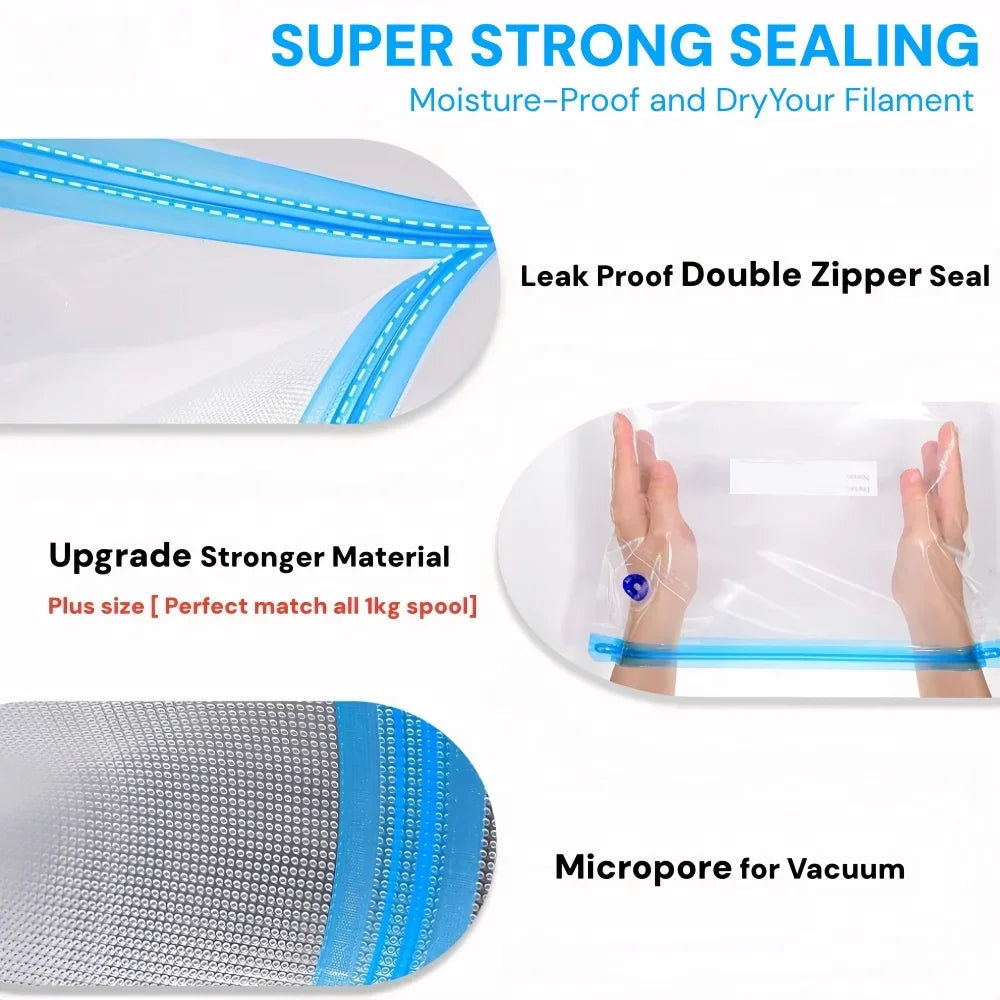 3D Printer Filament Storage Bag Kit with Pump,  PLA/ABS/PETG Filament Dryer Safekeeping Humidity Resistant For 3D Printer Parts