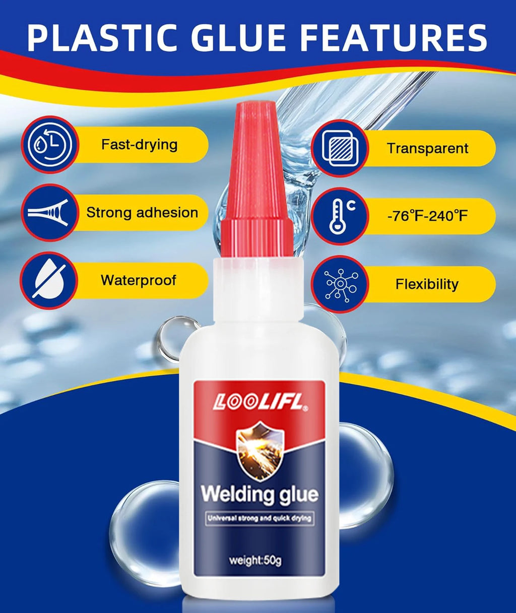 Loolifl 50g High-Strength Welding Oil-Based Glue, Universal Strong Instant Adhesive, Suitable for Resin, Ceramics, Metal, Glass, Wood, Leather, Crafts, Super Glue