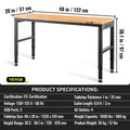 SucceBuy 72cm Woodworking Workbench Adjustable Height Oak Wood Hardwood Top Work Table 900KG Capacity for Office Home Workshop