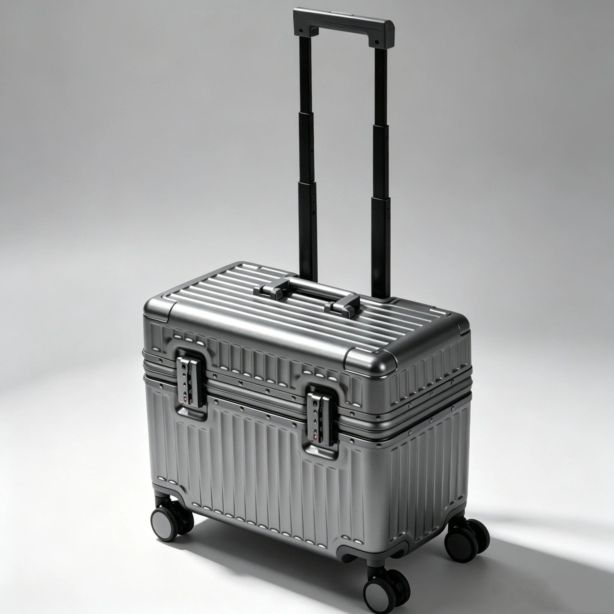 Top Opening Rolling Luggage 18/20 Boarding Carry-on Travel Photographer Suitcase PC Material with Aluminum Alloy Frame TSA Lock