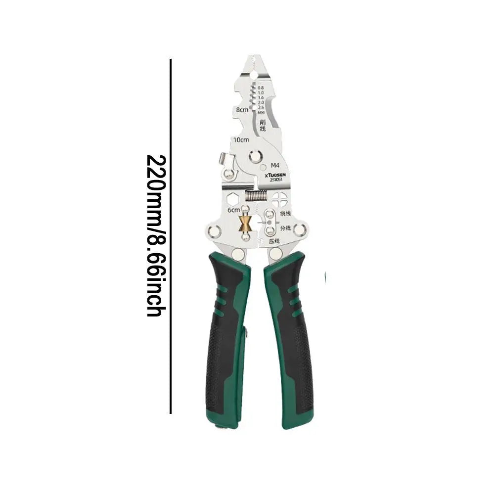 Multifunctional Wire Stripper & Voltage Tester Pliers Foldable Stainless Steel Electrician Tool With Live/Neutral Wire Detection
