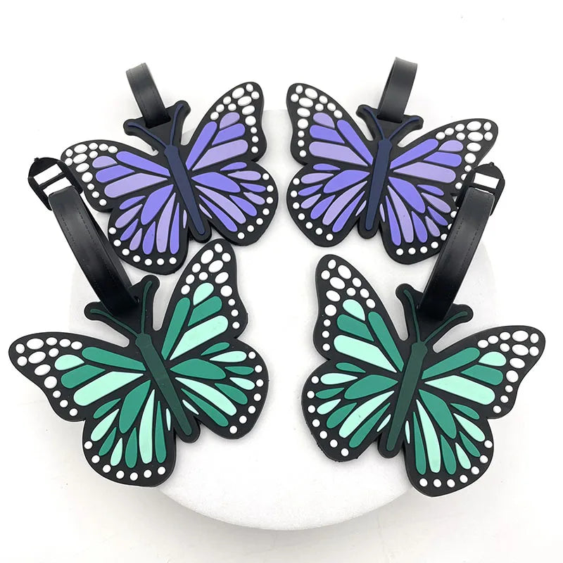4 Color Travel Accessories Cute  Butterfly Luggage Tag Silica Gel Suitcase ID Address Holder Baggage Boarding Tag Portable Label