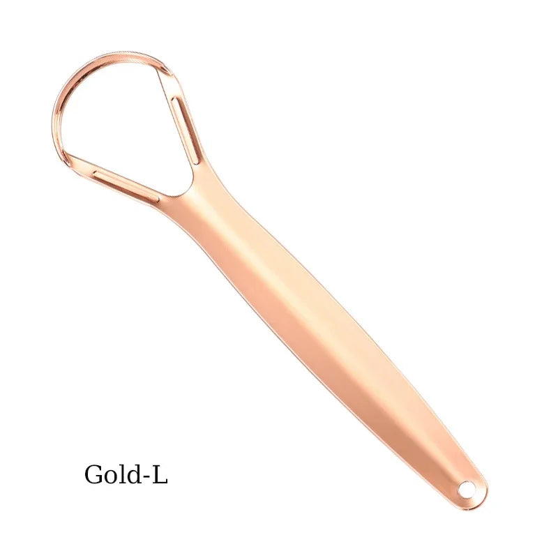 Stainless Steel Reusable Tongue Scraper with Coated Handle for Fresh Breath Oral Hygiene Durable Mouth Cleaner Tool