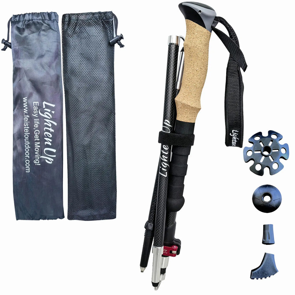 Adjustable Carbon Fibre Outdoor Trekking Poles EVA Cork Quick Adjustable Locks 1pc/2pcs Walking Sticks Ultralight Poles for Men