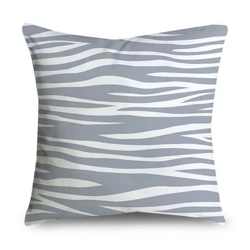 Gray Striped Geometric Double-sided Printed pillow cover Short plush Suitable living rooms bedrooms sofas throw cushion cover