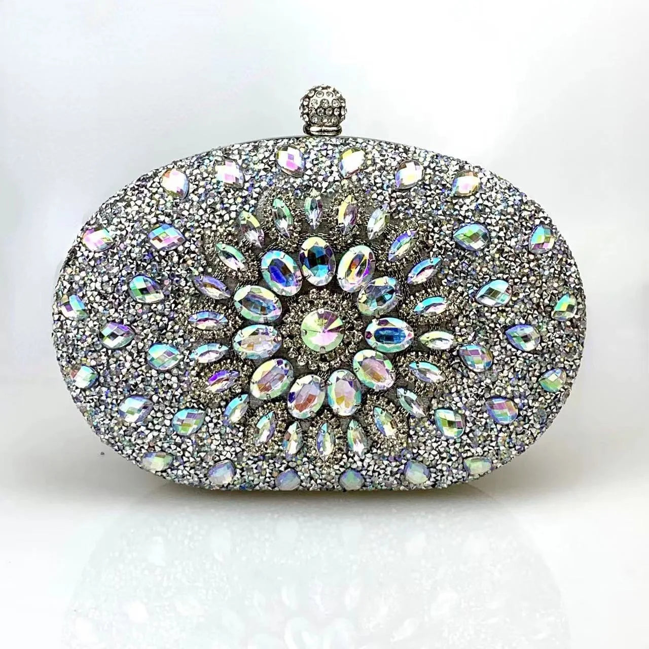 Flower Rhinestones Evening Bags Metal Prom Clutch Diamonds Clutch with Chain Shoulder Handbags Wedding Female Dress Purse Gift