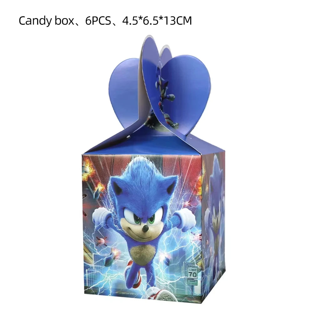 Sonic Birthday Party Supplies Hedgehog Action Figure Disposable Tableware Paper Plates Cup Knife Fork Spoon Baby Bath Toys