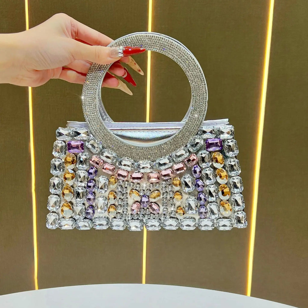 New fashion dinner bag, high-end women's handbag, full diamond messenger women's bag, light luxury temperament chain bag