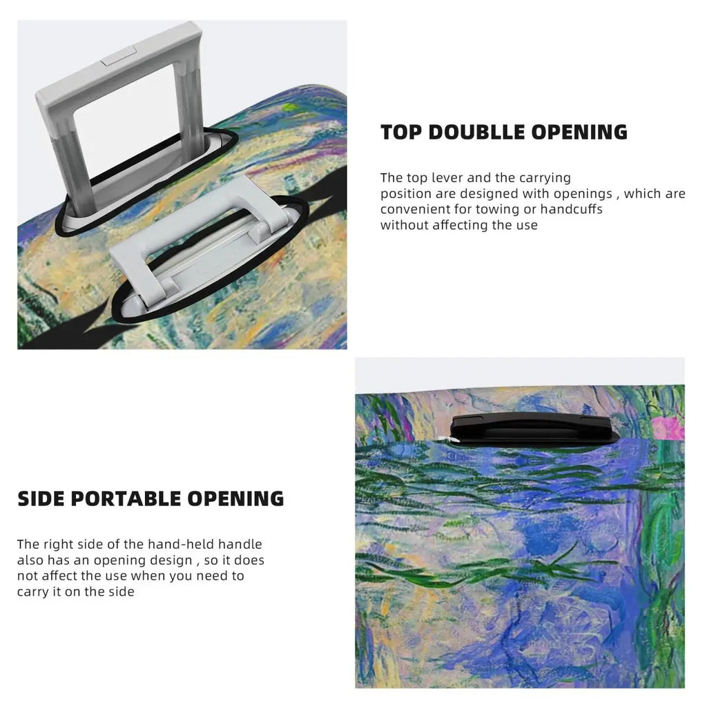 Water Lilies Oil Painting Suitcase Cover Holiday Monet Nature Elastic Luggage Accesories Business Protector
