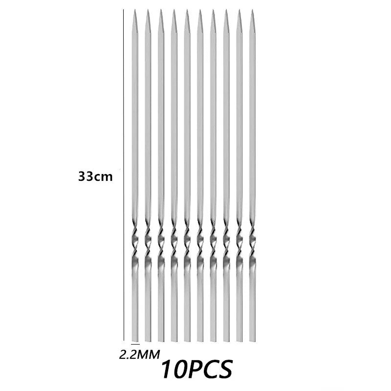 Stainless Steel Barbecue Skewer Reusable BBQ Skewers Kebab Iron Stick For Outdoor Camping Picnic Tools Cooking Tools