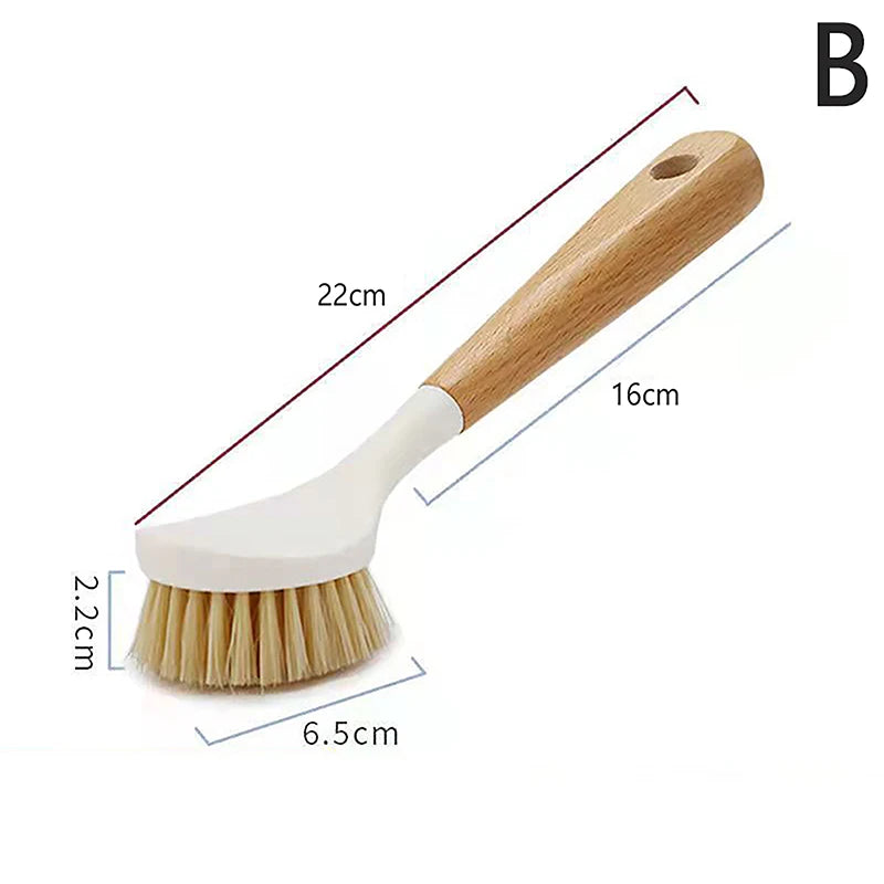 Kitchen Cleaning Brush Natural Wooden Handle Cleaning Brush Dishwashing Brush Cast Iron Frying Pan Brush