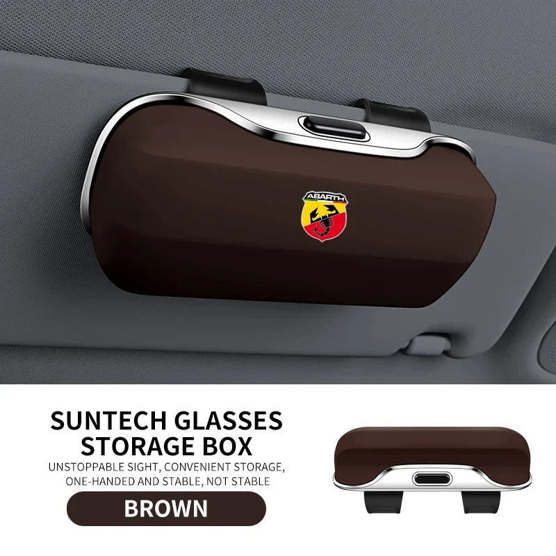 Car Eyewear Case Box Sunglasses Holder Sun Visor Storage Protective Frame Box Glasses Clip For Fiat Abarth 695 595 124 Spider