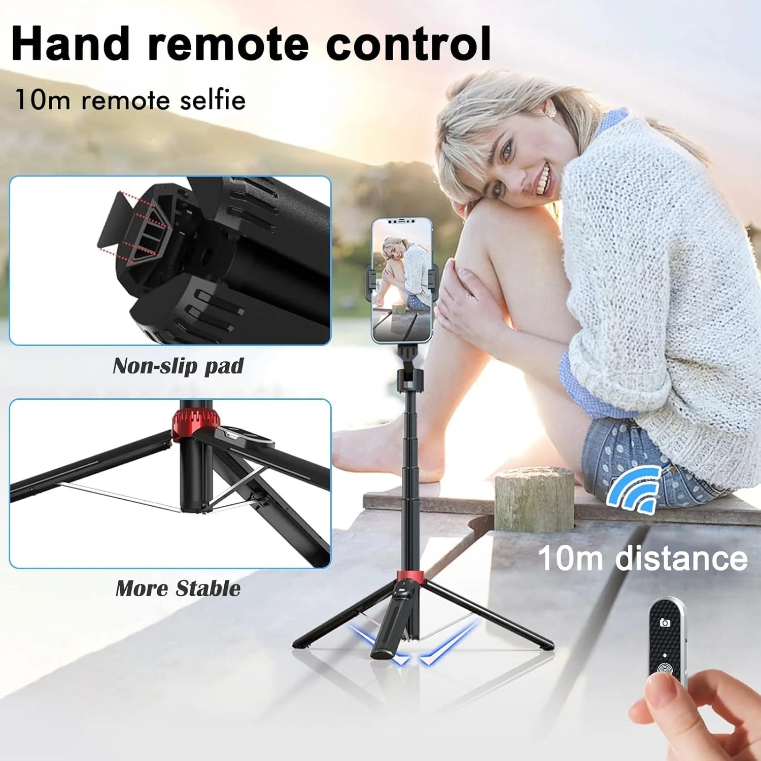 LISCN 160CM Phone Tripod & Selfie Stick Extendable Cell Phone Tripod Stand with Wireless Remote and Phone Holder