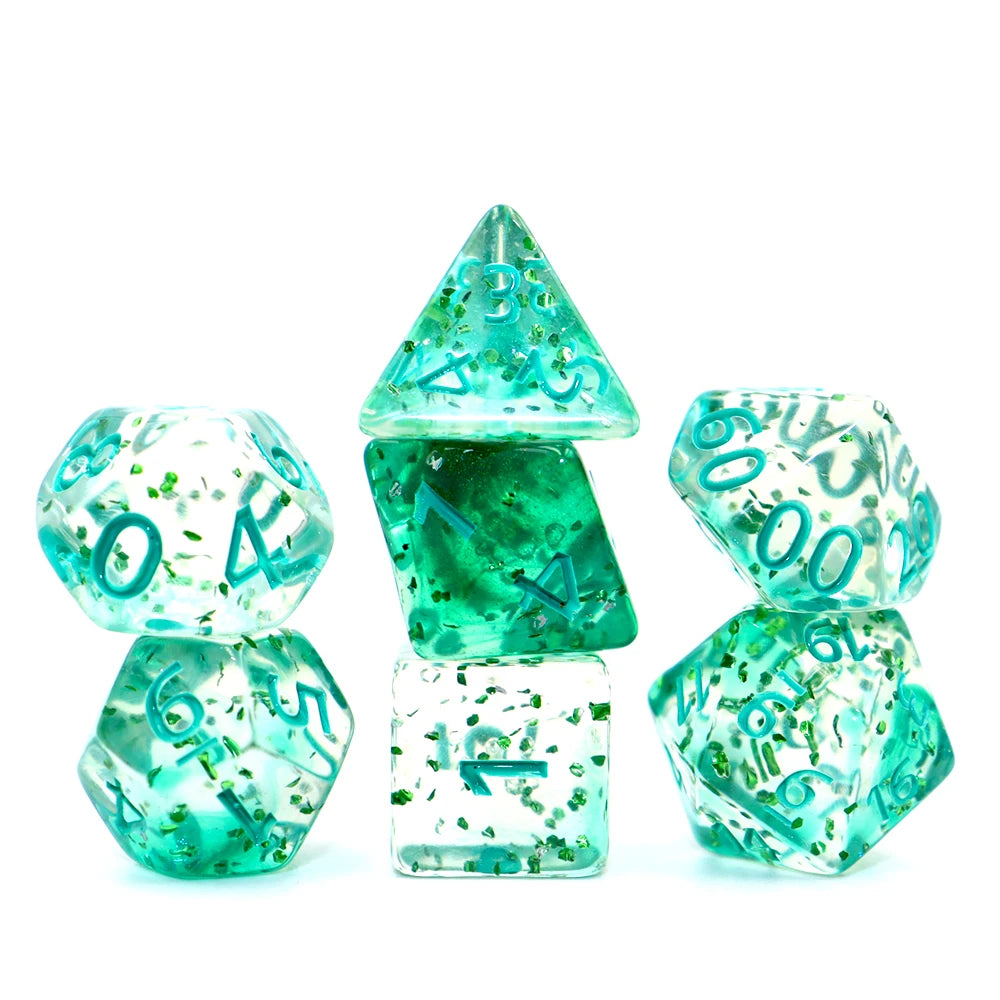 7Pcs/set Transparent Glitter Dice Set DND RPG TRPG D20 D12 D10 D00 D8 D6 D4 Tabletop Games Kids Toy Accessory