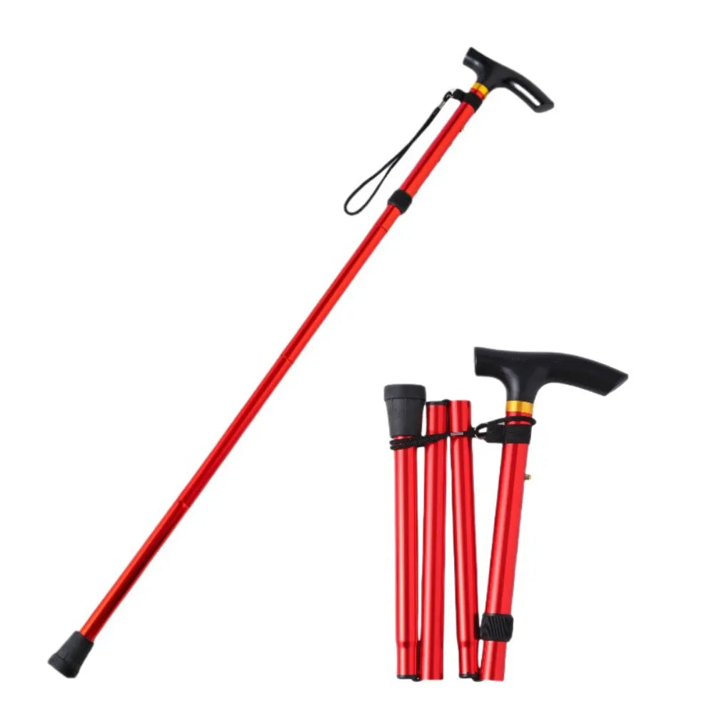 Lightweight Telescopic Trekking Stick Strengthen 5-Section Crutches Adjustable Portable Folding Canes for Adults Elderly People