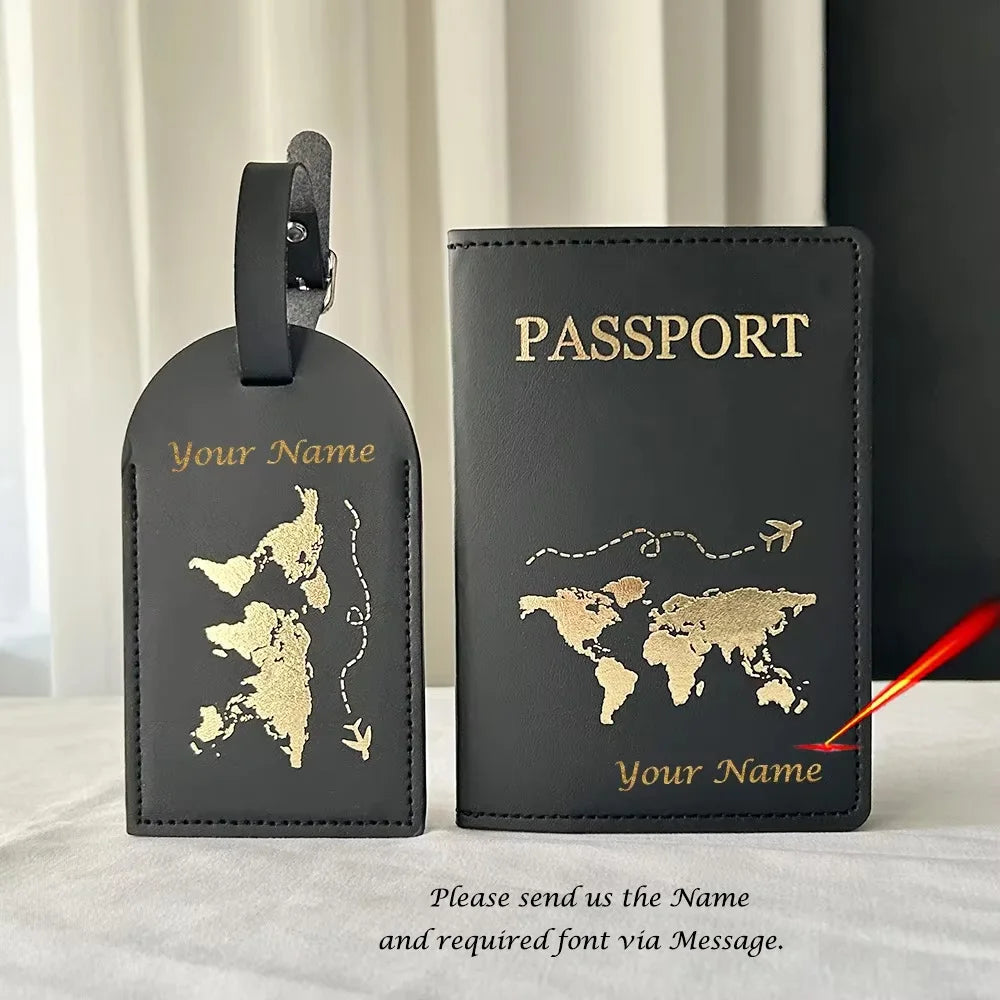 Personalised Passport Cover EU Map Cute Map Passport Case with Luggage Tags Travel Wallet Organizer Travel Accessories