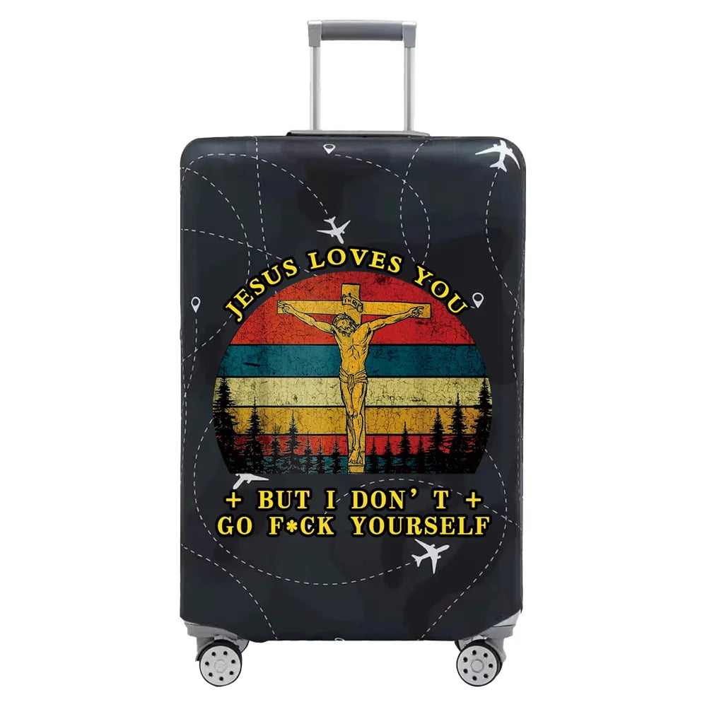 Luggage Cover Travel Suitcase Protective Cover Jesus Series Dust-Proof Thickened Elastic Fabric for 18-32inch Baggage Case