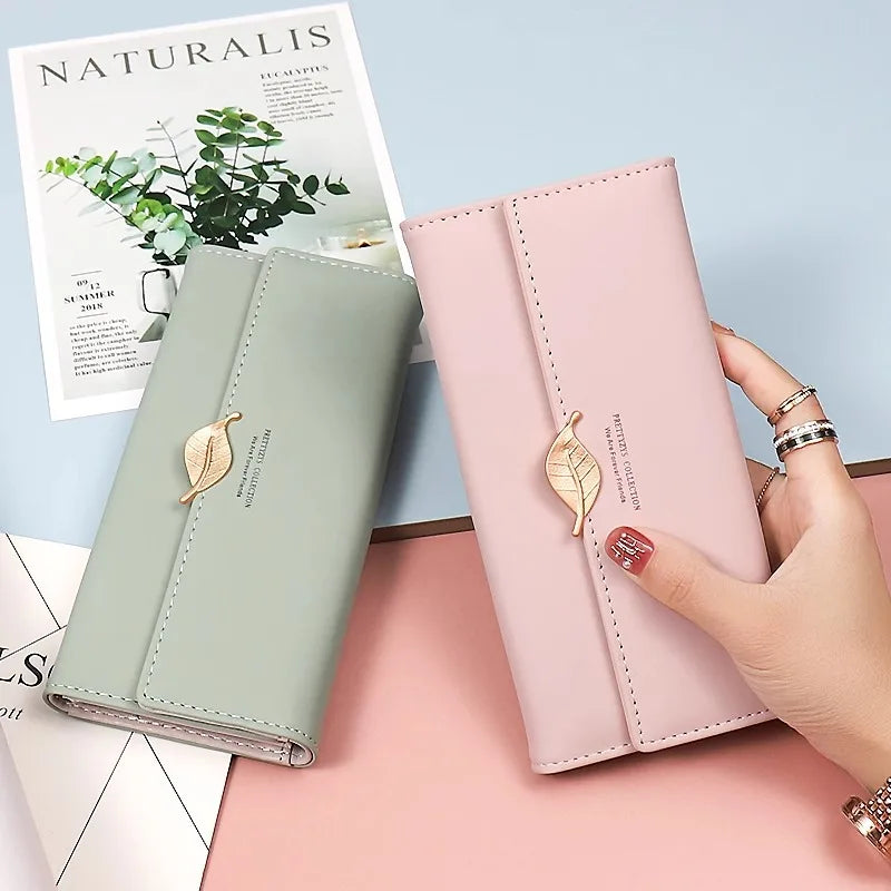 Wallet Lady 2026 New Season Best-selling Large Capacity Women's Long-Style Wallet Fresh and Cute Leaf Card Bag Handbag for Women